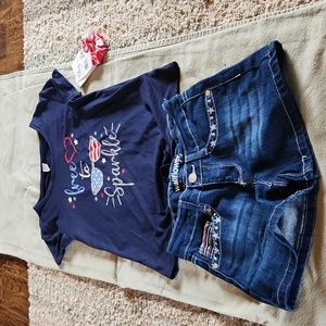 Youth t-shirt, shorts hair tie set